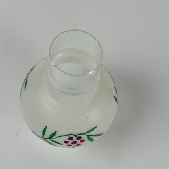 Vintage Frosted Glass Hurricane Lamp Chimney Shade w Leaf Grapes Design - Picture 3 of 8